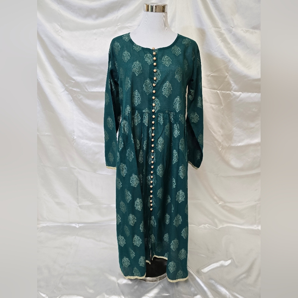 Chic Teal Button-Down Blouse - image 2